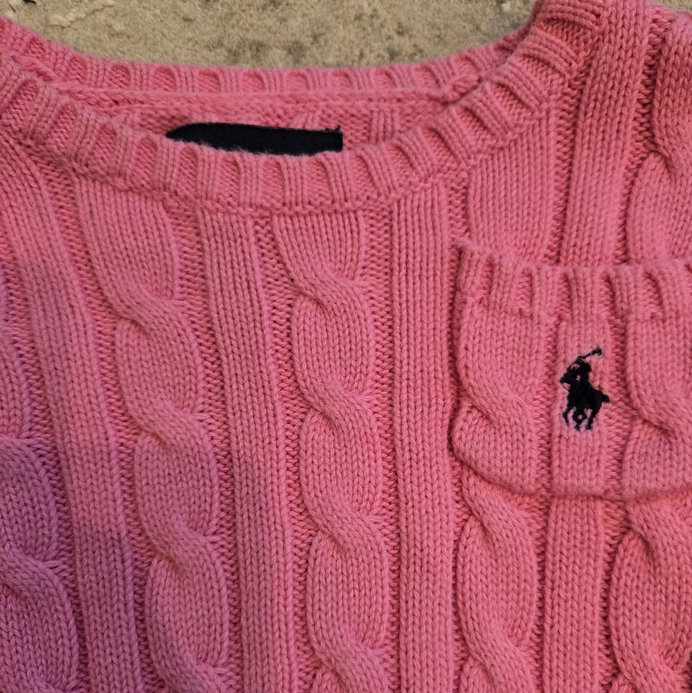 Ralph Lauren Pink Cable Knit Crew Neck Sweater
